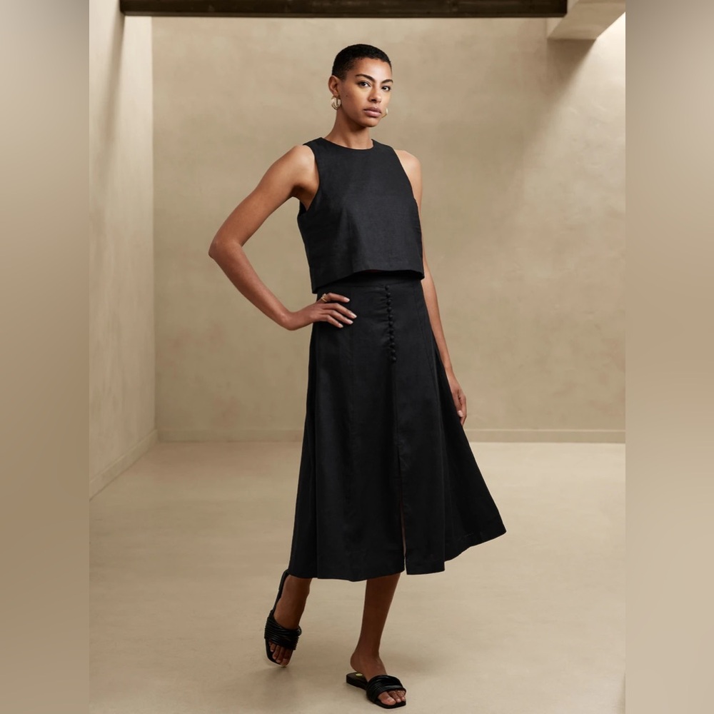 Banana Republic Factory Linen-Blend Midi Skirt - Size 12